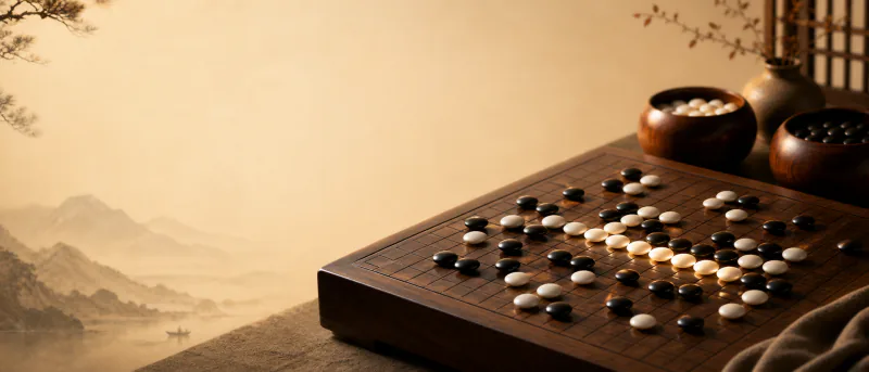 六子棋棋盘与棋子插画
