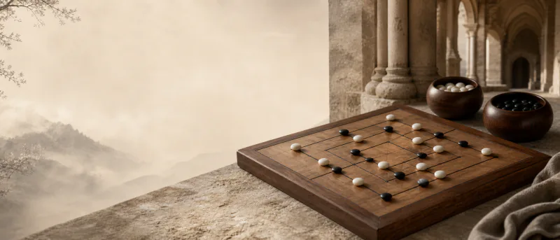 九子棋棋盘与棋子插画