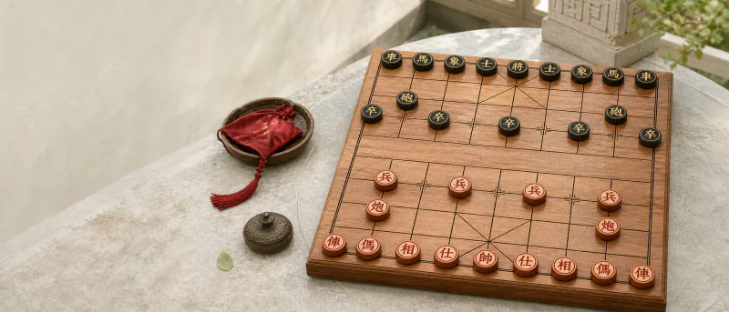 中国象棋棋盘与棋子插画
