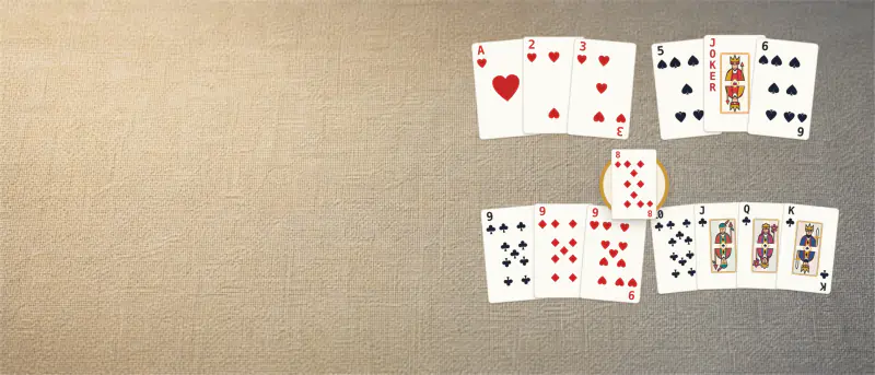 Indian Rummy board and pieces