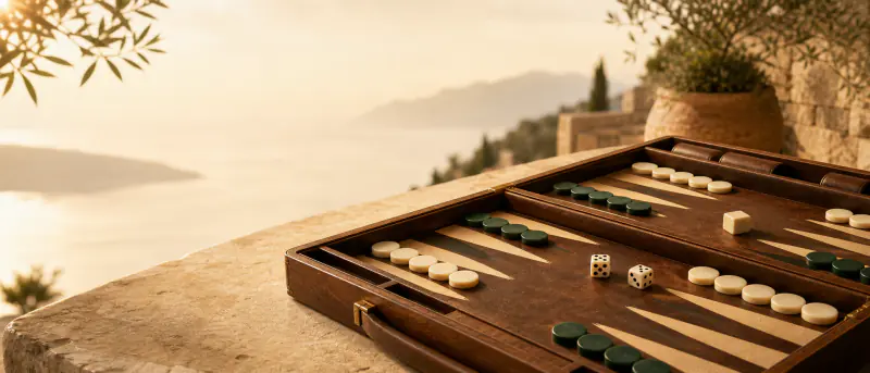 Backgammon board and pieces