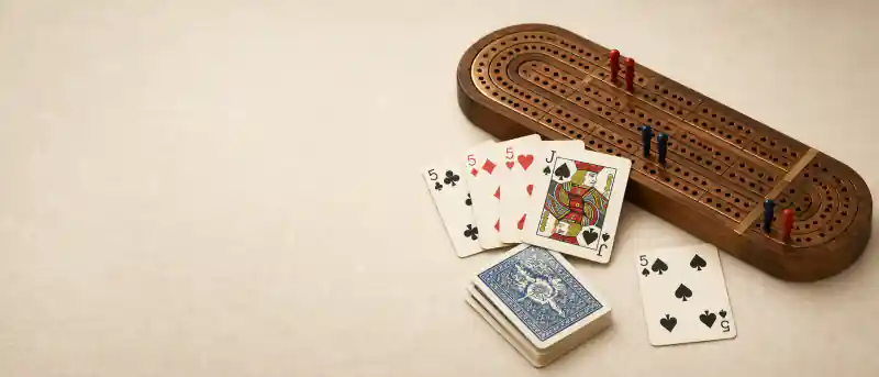 Cribbage board and pieces