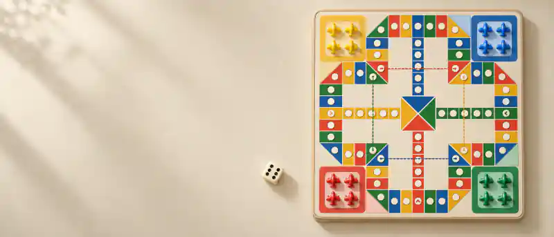 飞行棋棋盘与棋子插画