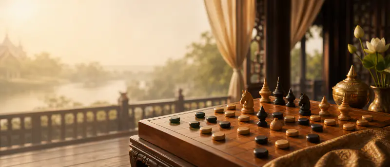 Makruk board and pieces
