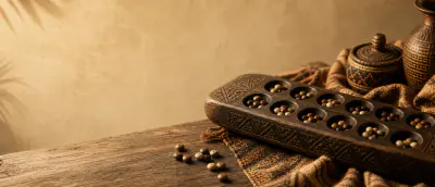 Oware board and pieces